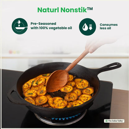 CASTrong Cast Iron Premium Fry Pan, Pre-seasoned, Nonstick, 100% Pure, Toxin-free, Medium 26.2cm, 2.5kg