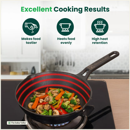 CASTrong Cast Iron fry pan/ skillet, Pre-seasoned, Naturally Nonstick, 100% Pure, Toxin-free, Fry pan for Kitchen Use, 8.1 In/ 20.5 cm/2 kg