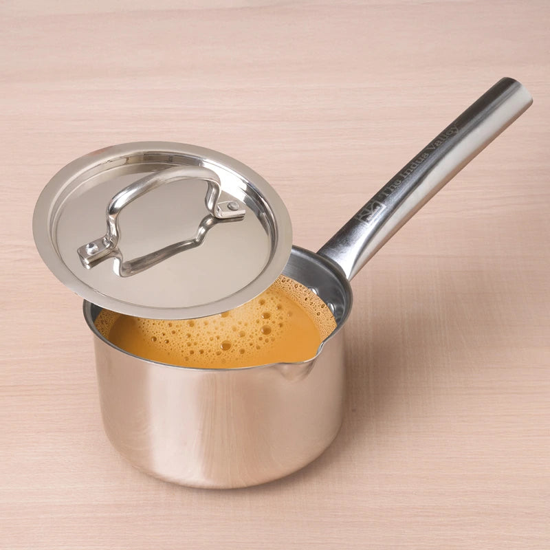100% Premium Quality Tri-Steel Stainless Steel Tea/Milk Pan/Saucepan, 3 Layer Thick Bottom, Non-stick, Induction & Gas, 1.3L