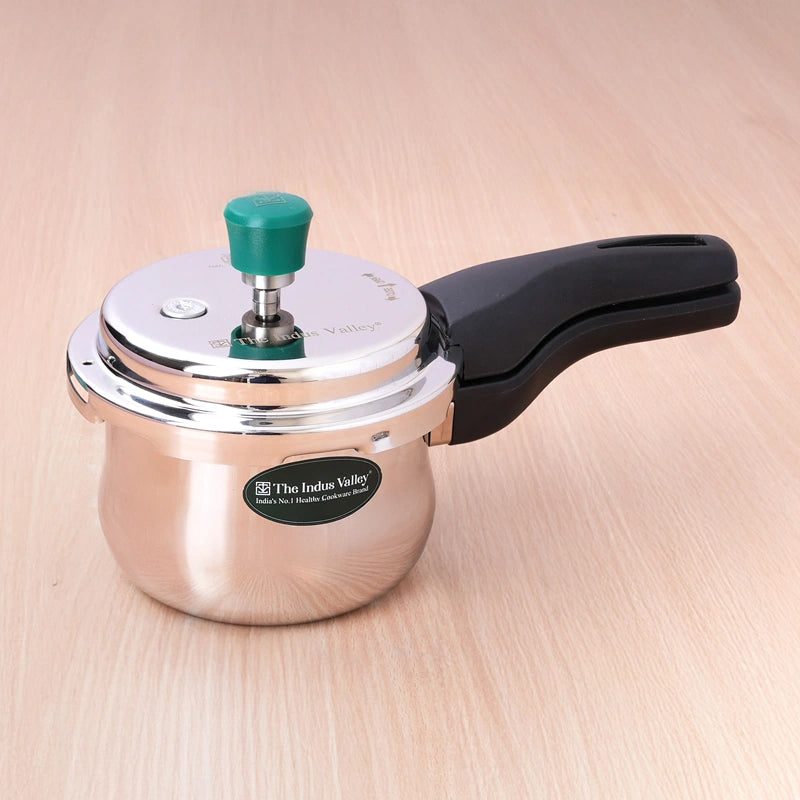 Tri-Ply Stainless Steel Outer Lid Handi Pressure Cooker 1.5L/3L /5.5L, 100% Food-Safe, 3 Layer Thick Body, Heavy Bottom, 5 Yr Warranty, Induction & Gas
