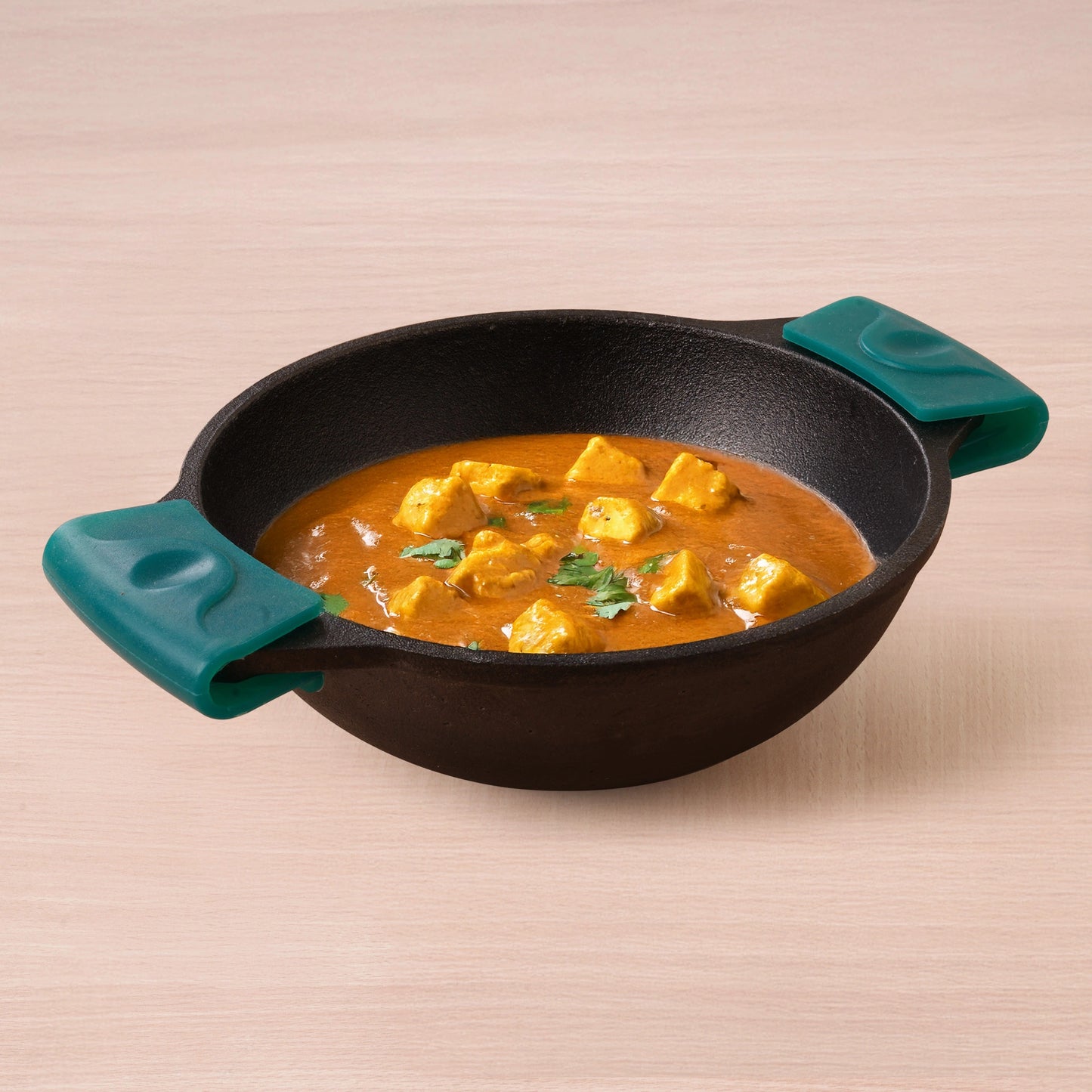 CASTrong Cast Iron Double Handle Kadai with Silicon Handle, Pre-seasoned, Naturally Nonstick, 100% Pure, Toxin-free, Dosa Tawa for Kitchen Use, 11.8 In/30.2 cm/2.4 kg