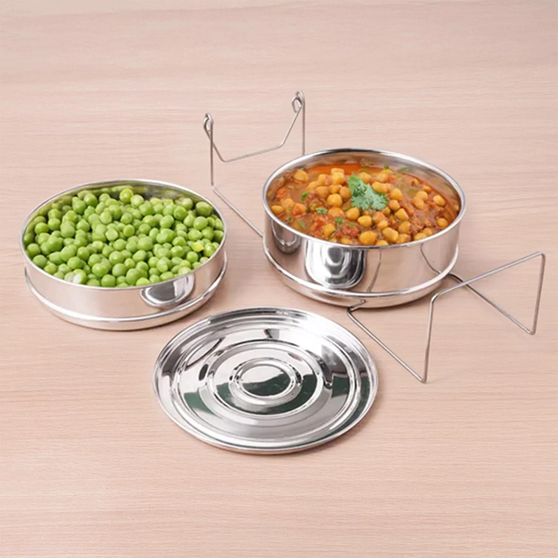 Stainless Steel Pressure Cooker Separator 2-tier Compatible with Litres Premium Quality, 100% Safe, Containers With Lifter Stand, Stainless