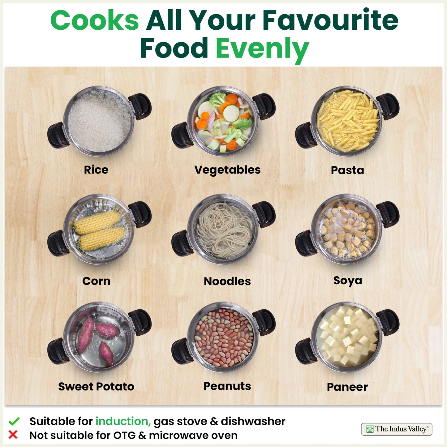 Premium Stainless Steel Rice Pot with Strainer Lid & Lock free Bakelite Handles 2.5/3.5L, Tri-ply 3-Layer Heavy Bottom | Noodle/Pasta/Corn/Soya/Veggies Boiler Pot, Steamer Cooker, Induction & Gas