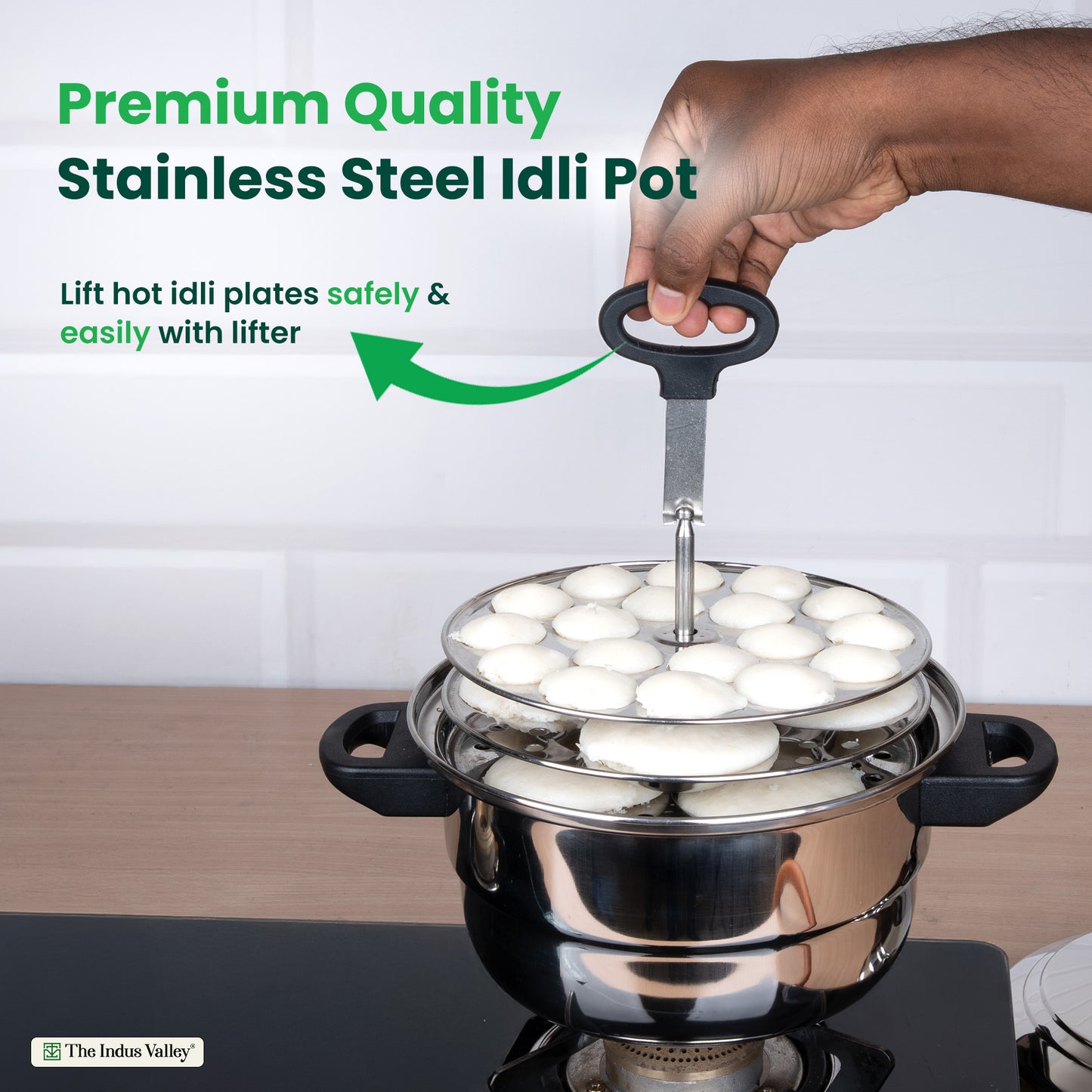 Premium Stainless Steel idlipot regular with mini idli plates-(3+1) Idli/ Momo Maker/ Veg Steaming Set, Tri-ply Induction Bottom, 4 Plates