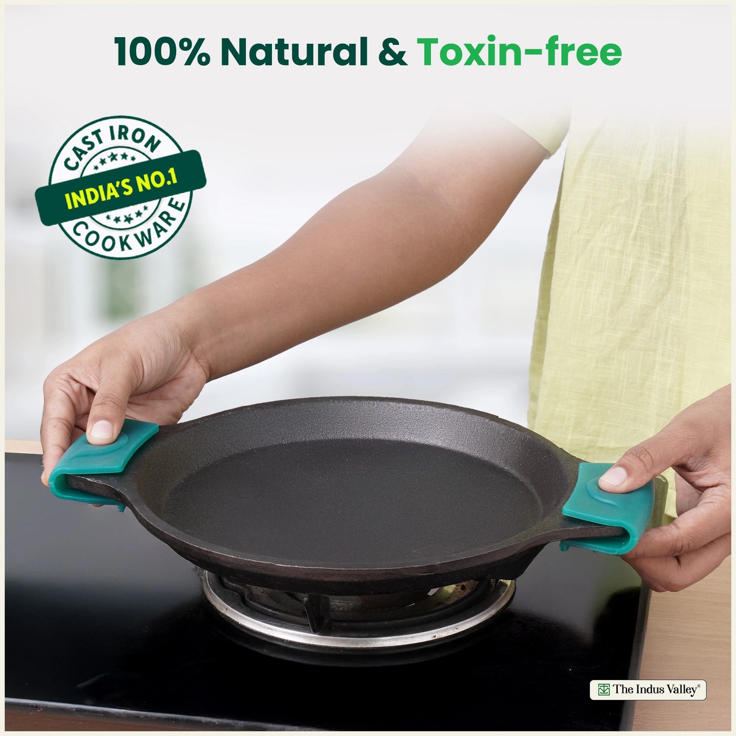 CASTrong Cast Iron Fish Fry pan, Pre-seasoned, Naturally Nonstick, 100% Pure, Toxin-free fry pan 8 In/20.8 cm/1.7 kg