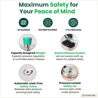 QuicKooker Tri-Steel Stainless Steel Pressure Cooker, Premium Quality, 3 Layer Heavy Bottom, 100% Safe, ISI Certified, 3 Yr Warranty, Induction & Gas, 3/5 L