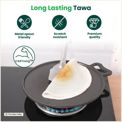 Super Smooth Cast Iron Tawa, Pre-seasoned, 100% Pure, Toxin-free, Induction, 27.9cm, 2.7 kg