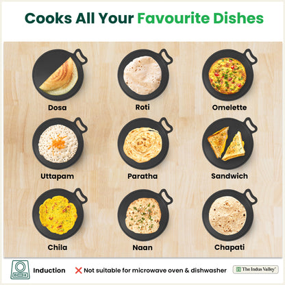 Super Smooth Cast Iron Tawa, Pre-seasoned, 100% Pure, Toxin-free, Induction, 27.9cm, 2.7 kg