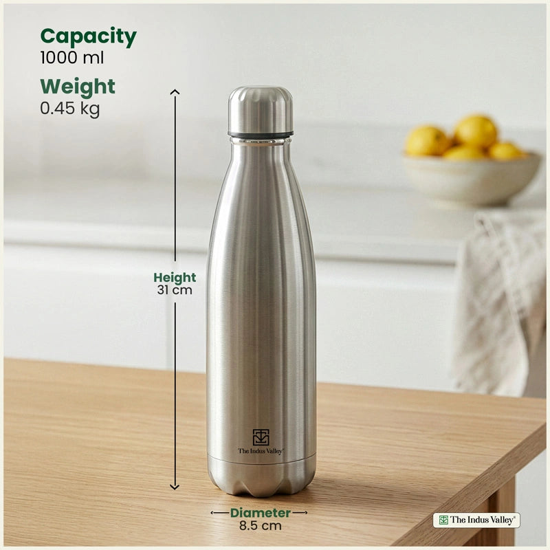 Stainless steel Vacuum insulated cola water bottle – Double Wall, Vacuum insulated, Hot & Cold 1000ml