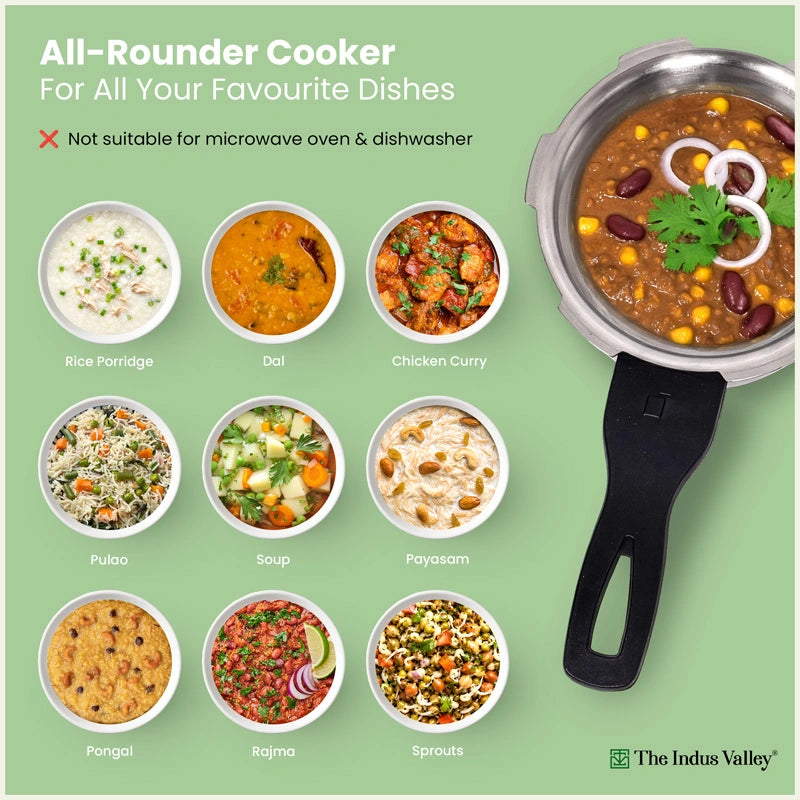 Premium Stainless Steel Narrow Pressure Cooker – 1.5 Ltr, Heavy Bottom, 100% Safe, ISI Certified, 3 Yr Warranty, Induction & Gas