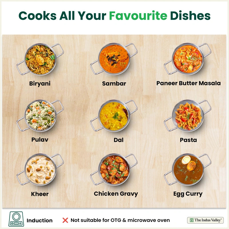 6L TurboCuk Tri-ply Stainless Steel Tall Biryani Pot/Casserole+ Glass Lid, Premium Quality, 3 Layer Thick Body, 100% Toxin-free, Non-stick, Induction & Gas