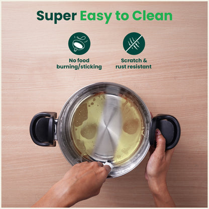 Tri-steel Stainless Steel Rice Pot with Strainer Lid & Lockable Bakelite Handles, Tri-ply 3-Layer Heavy Bottom | Noodle/Pasta/Corn/Soya/Veggies Boiler Pot, Steamer Cooker, Induction & Gas, 1.08 Kg, 19cm, 3.5 L