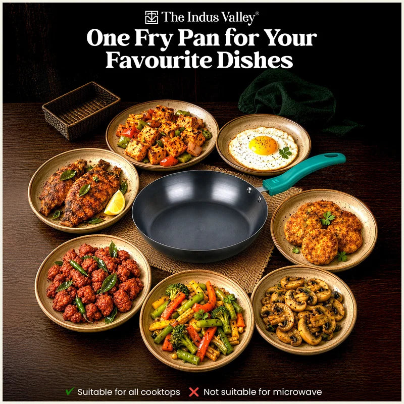 Nitrided Carbon Steel Fry Pan 24 cm | Rust-Free | No Sticking
