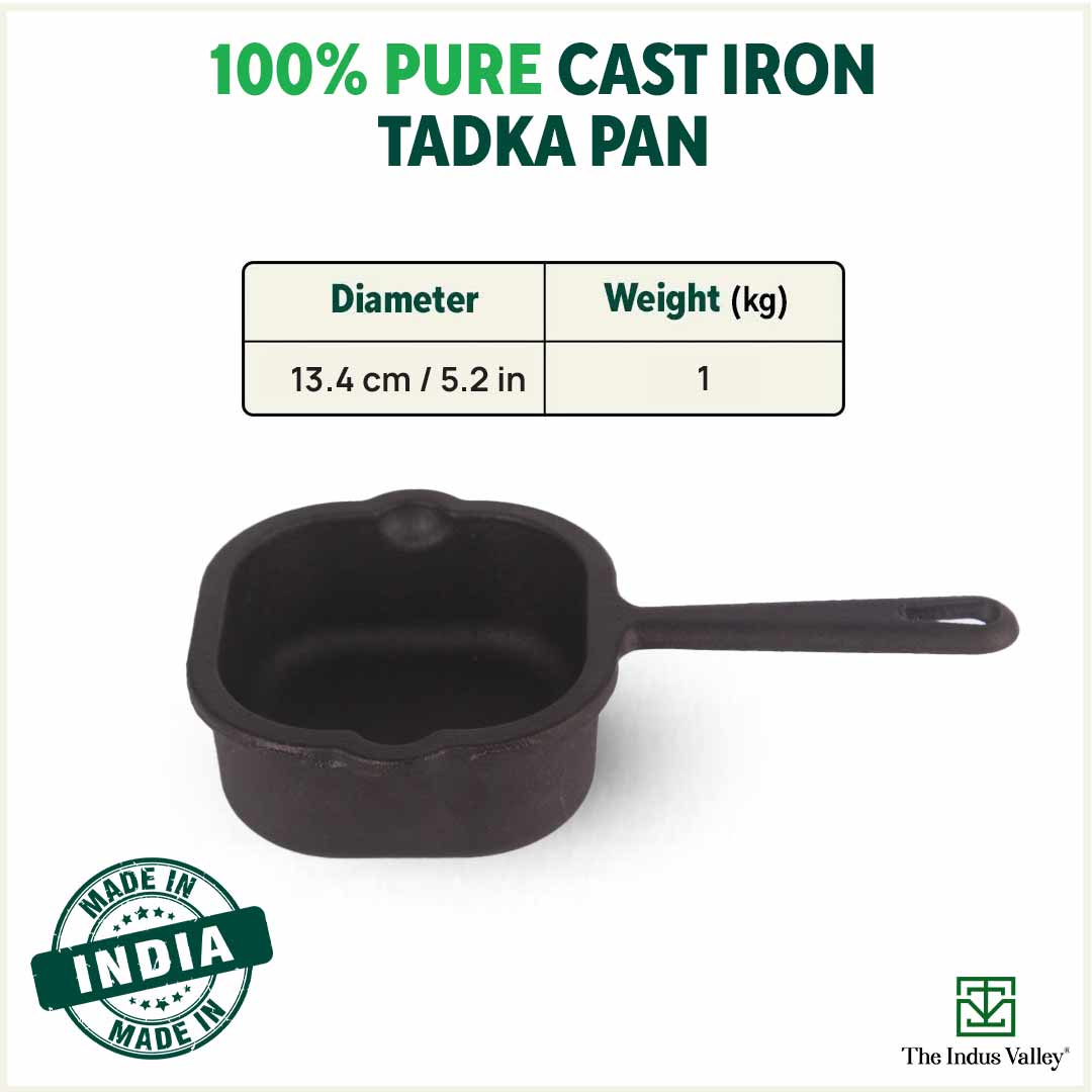 CASTrong Cast Iron Tadka Pan, Square Shaped, Pre-seasoned, Natural Nonstick, 100% Pure, Toxin-free, Induction