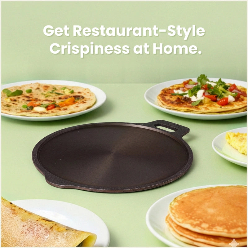 Super Smooth Cast Iron Tawa 28/30.5cm Pre-seasoned, Naturally Nonstick, 100% Pure, Toxin-free, Induction 2.8/2.9kg