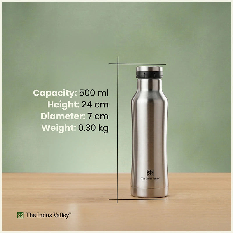 Stainless Steel Bottles with Flip Lid 500 ml Set of 2 – Double Wall, Vacuum insulated, Hot & Cold