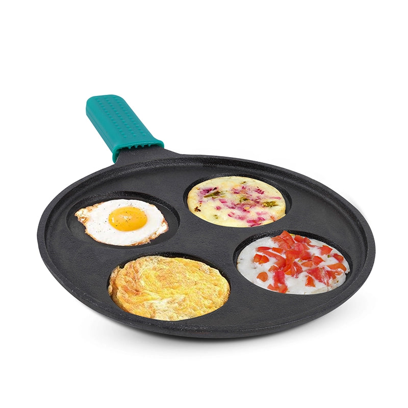 CASTrong Cast Iron Uttapam/ Set Dosa Tawa 27.5cm, 4 Pit,Pre-seasoned, 100% Pure, Toxin-free, Induction