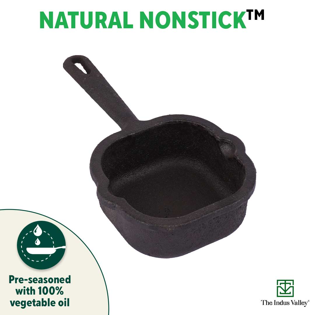 CASTrong Cast Iron Tadka Pan, Square Shaped, Pre-seasoned, Natural Nonstick, 100% Pure, Toxin-free, Induction