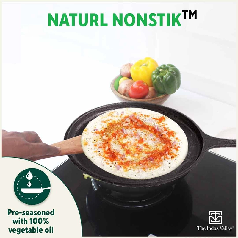 CASTrong Cast Iron Cookware Set: Tawa+ Kadai (Wok model), Kitchen Set for Home, Pre-seasoned, 100% Pure, Toxin-free, Free ₹400 Tadka Pan