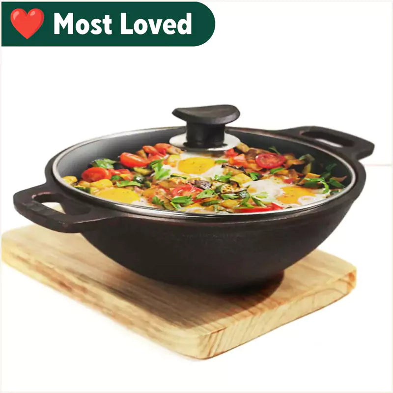 Super Smooth Cast Iron Wok Kadai PreSeasoned The Indus Valley