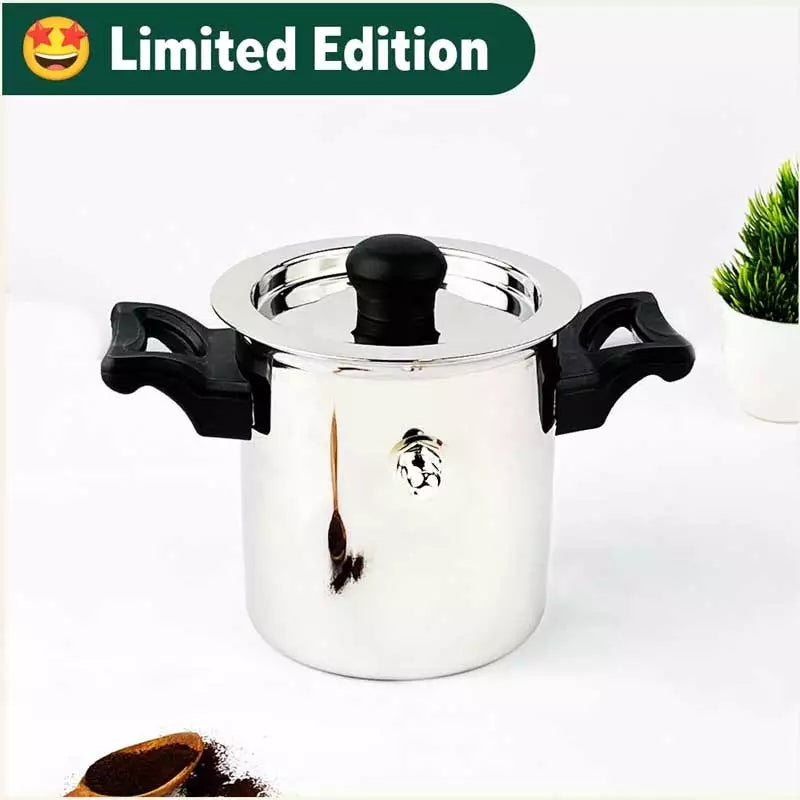 Premium Stainless Steel Milk Cooker Boiler Pot with Handle Lid Knob Whistle 1 Litre Toxin free Induction