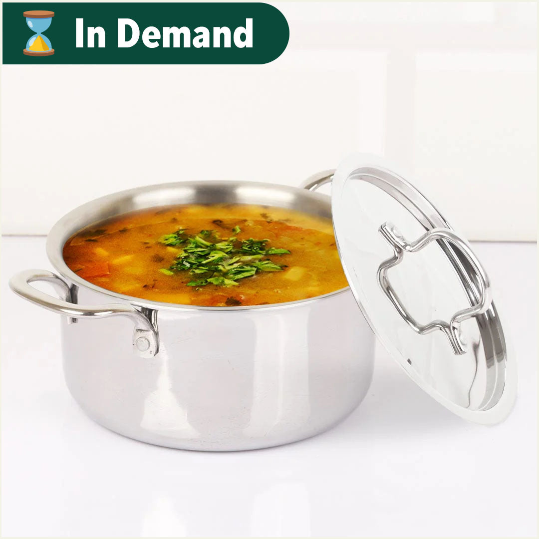 HEKAL Stainless Steel Saucepan With Lid – 10cm Height, Induction Ready, Chemical-Free, UK Made