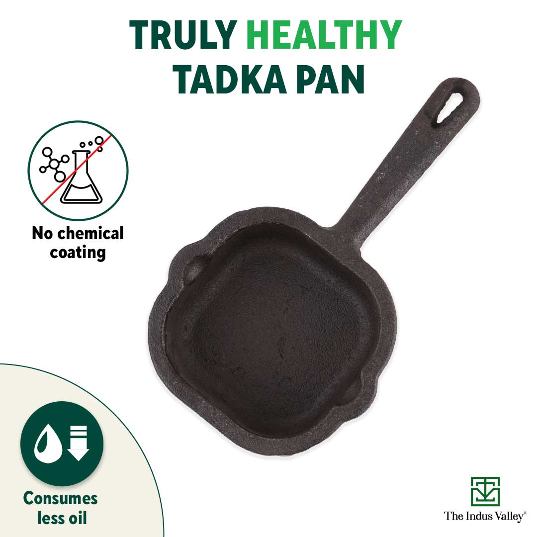 CASTrong Cast Iron Tadka Pan, Square Shaped, Pre-seasoned, Natural Nonstick, 100% Pure, Toxin-free, Induction