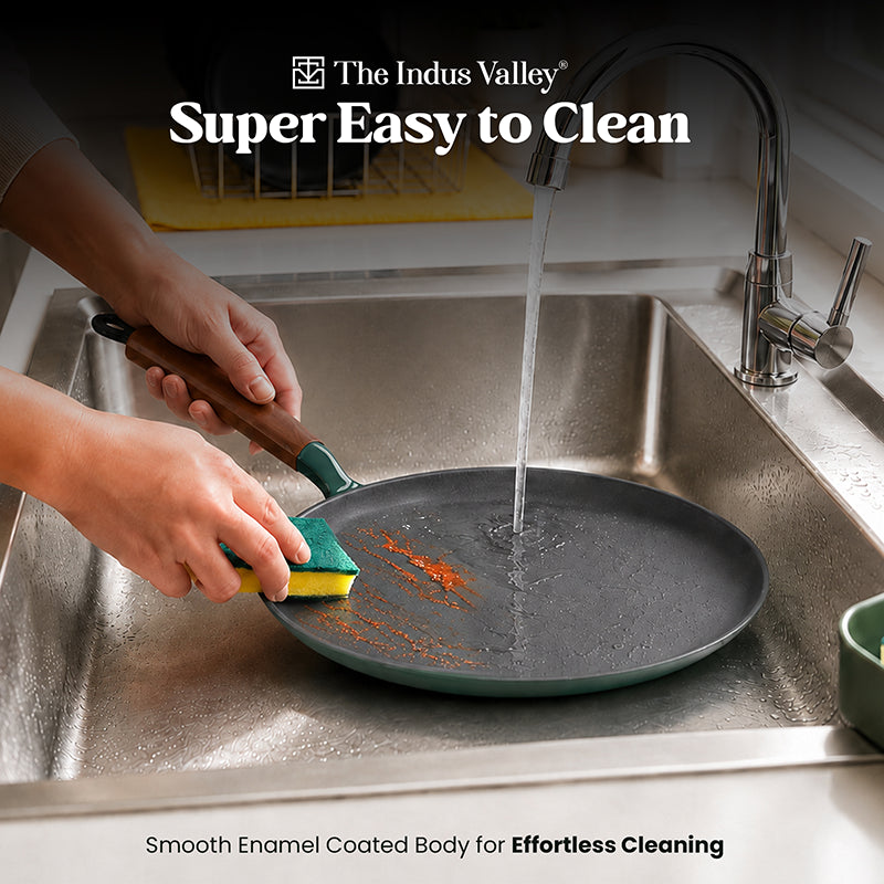 Enamel Coated Cast Iron Dosa Tawa - 28cm | Induction & Gas Compatible