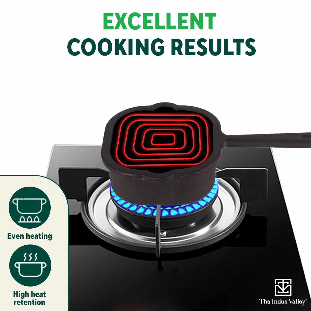 CASTrong Cast Iron Tadka Pan, Square Shaped, Pre-seasoned, Natural Nonstick, 100% Pure, Toxin-free, Induction
