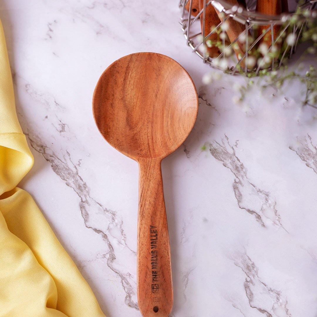 Neem Wood Cooking Ladle - Serve (Round | 23CM | Handmade | 100% Natural Neem Wood) - The Indus Valley