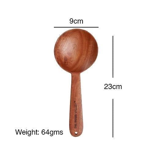 Neem Wood Cooking Ladle - Serve (Round | 23CM | Handmade | 100% Natural Neem Wood) - The Indus Valley