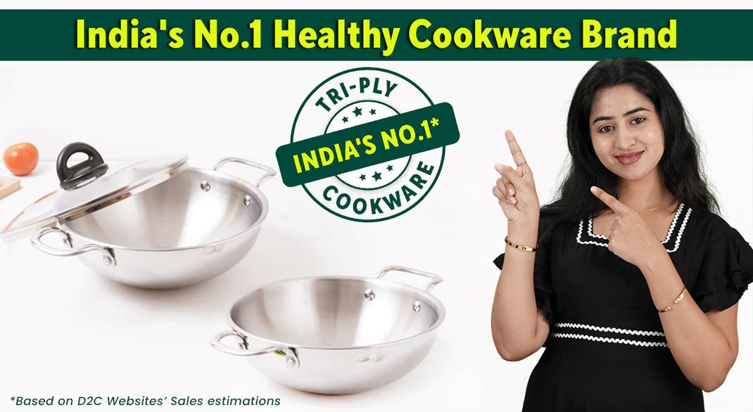 Tri-ply Stainless Steel Kadai