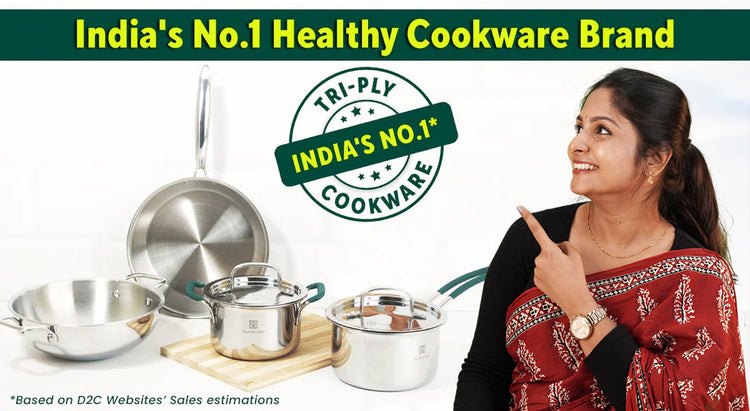 best triply stainless steel cookware kadai fry pan milk pan tea pan biryani pot stock pot online india