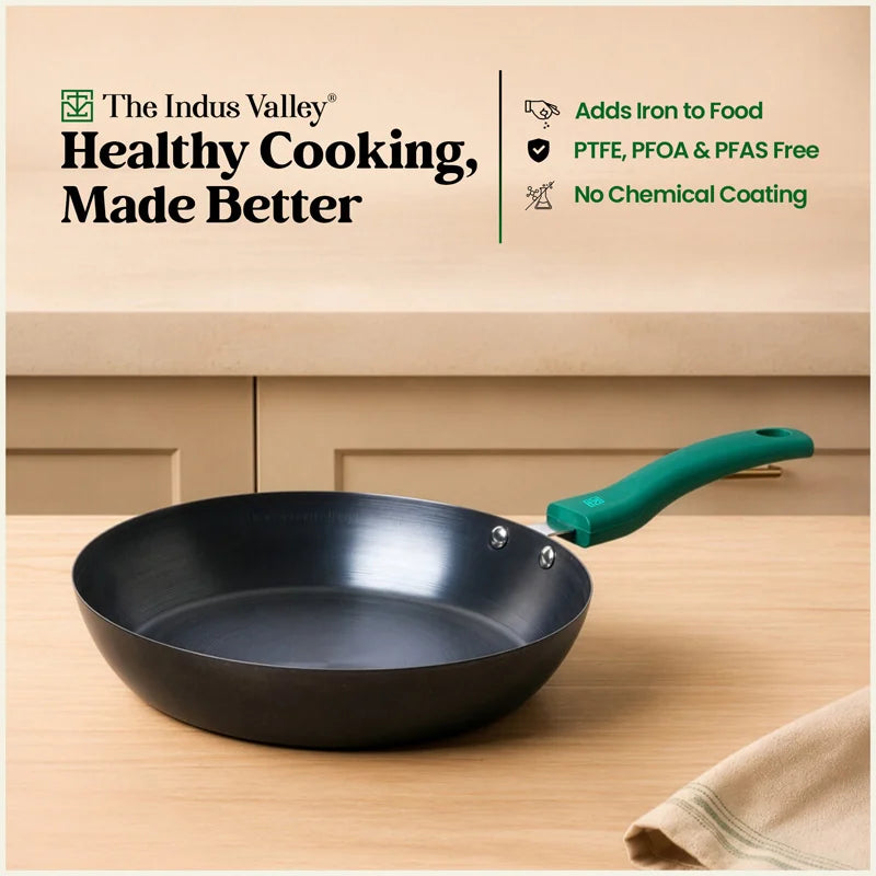 Nitrided Carbon Steel Fry Pan 24 cm | Rust-Free | No Sticking