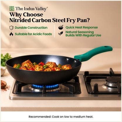 Nitrided Carbon Steel Fry Pan 24 cm | Rust-Free | No Sticking