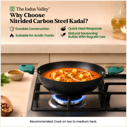 Nitrided Carbon Steel Kadai 24cm | Rust-Free | No Sticking