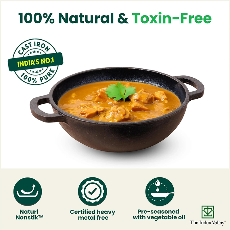 CASTrong Cast Iron Cookware Set: Tawa(25cm) + Kadai(25cm), Kitchen Set for Home, Pre-seasoned, 100% Pure, Toxin-free, Induction