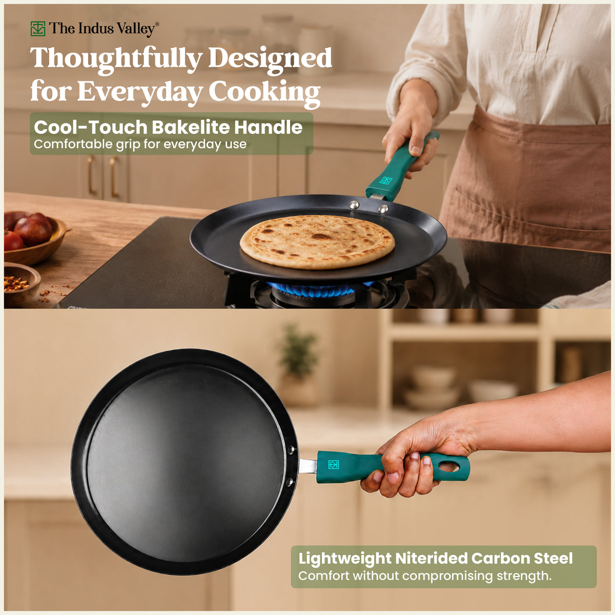 Nitrided Carbon Steel Dosa Tawa 26 cm | Rust-Free | No Sticking