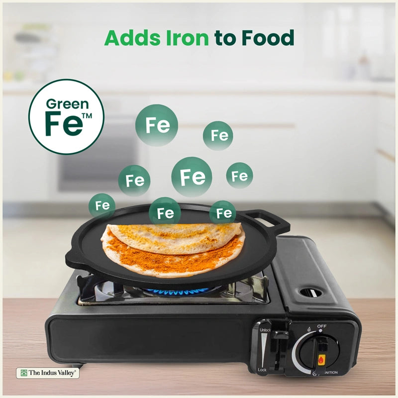 CASTrong Cast Iron Combo - Tawa [27.5 cm] + Skillet [25 cm] + Free Wooden Flip, Pre-seasoned, 100% Pure, Toxin-free, Induction Compatible