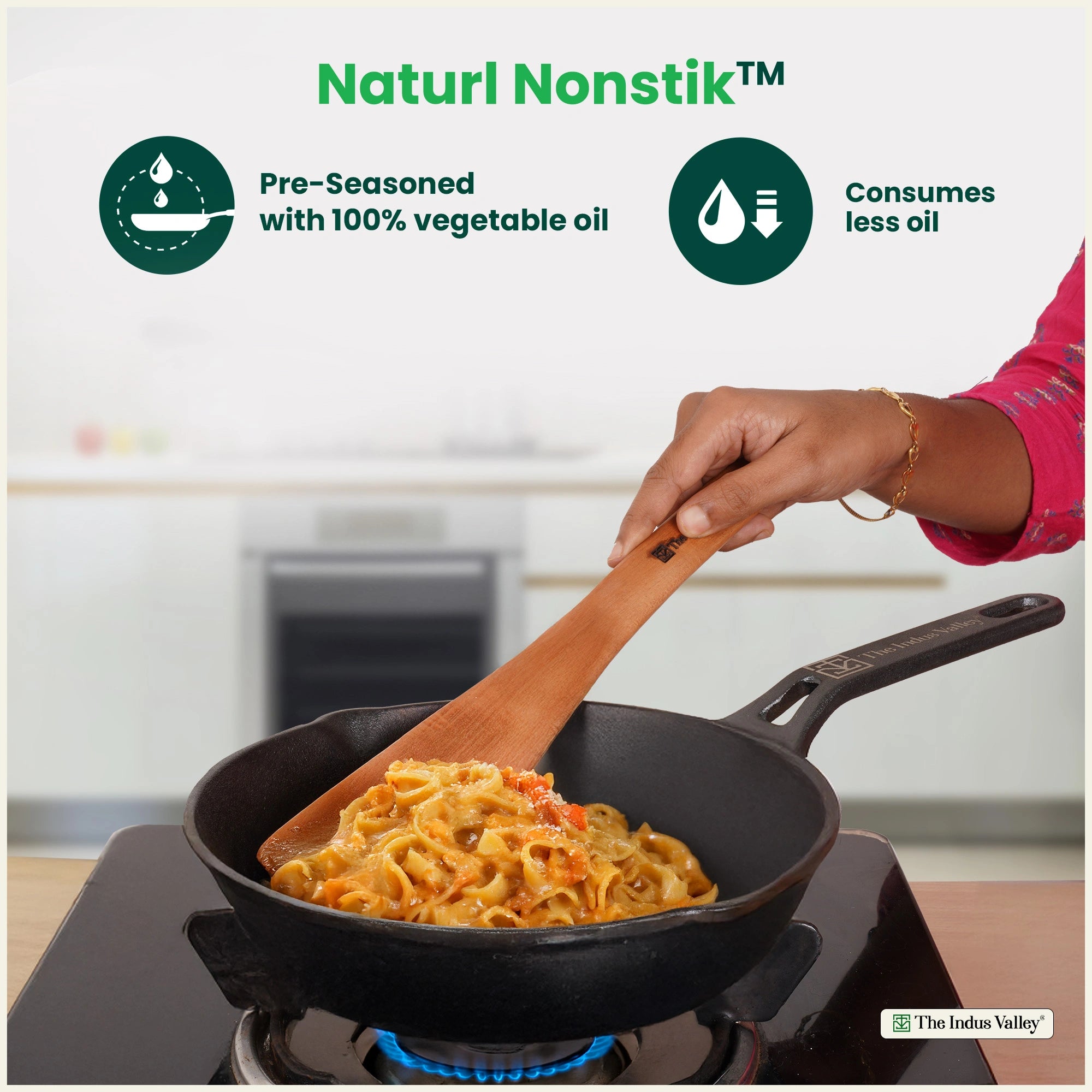Premium CASTrong Cast Iron fry pan/ skillet 20.5 cm Pre-seasoned, Naturally Nonstick, 100% Pure, Toxin-free, Fry pan for Kitchen Use 2 kg