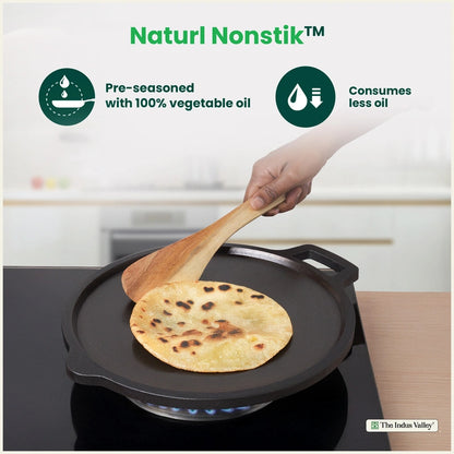 CASTrong Cast Iron Combo - Tawa [27.5 cm] + Skillet [25 cm] + Free Wooden Flip, Pre-seasoned, 100% Pure, Toxin-free, Induction Compatible