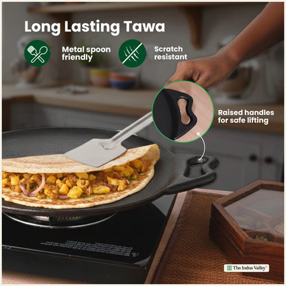 Cast iron Double handle Tawa 30.4cm, Pre-seasoned, Nonstick, 100% Pure, Toxin-free, Gas & Induction