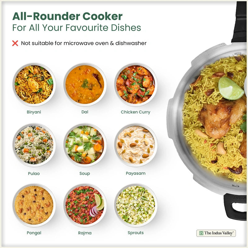 Premium Quality RapidCuk 2/3/5L Tri-Ply Stainless Steel Pressure Cooker for Kitchen, 100% Food-Safe, 3 Layer Thick Body, Heavy Bottom, 5 Yr Warranty, Induction & Gas