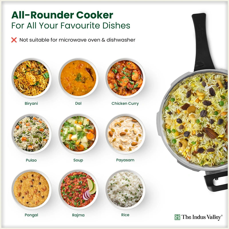 Premium Stainless Steel Outer Lid Pressure Pan 3/5L, Premium Quality, 3 Layer Heavy Bottom, 100% Food-safe, ISI Certified, 3 Yr Warranty, Induction & Gas