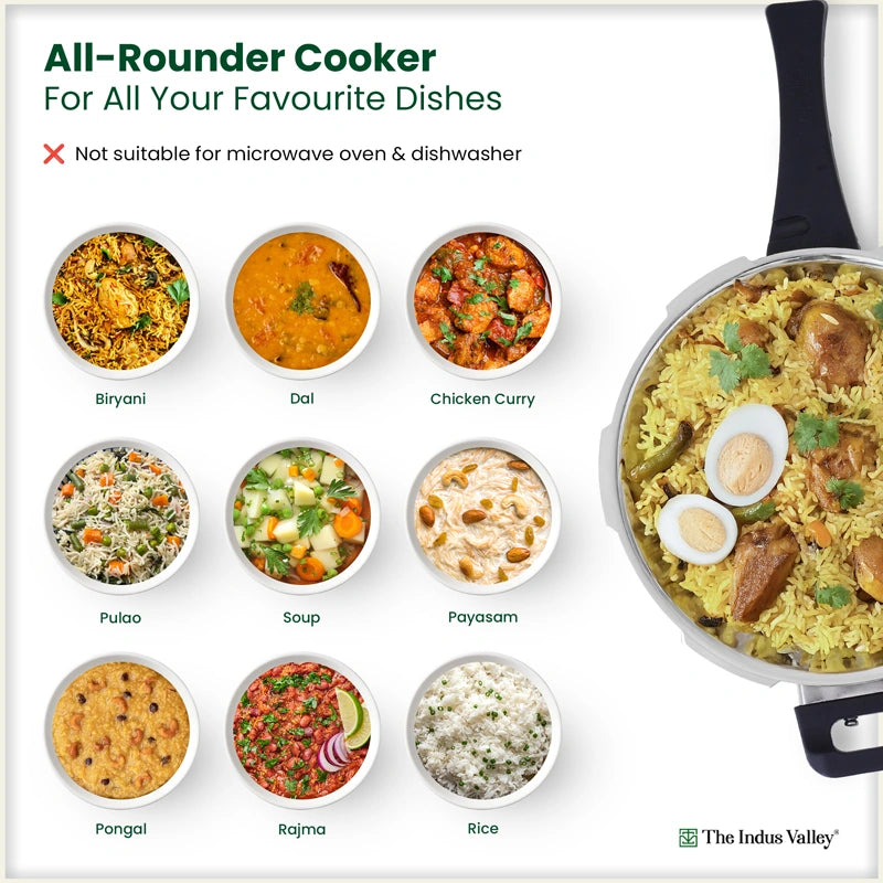 Premium Stainless Steel Outer Lid Pressure Cooker 8L, Premium Quality, Heavy Bottom, 100% Safe, ISI Certified, 3 Yr Warranty, Induction & Gas
