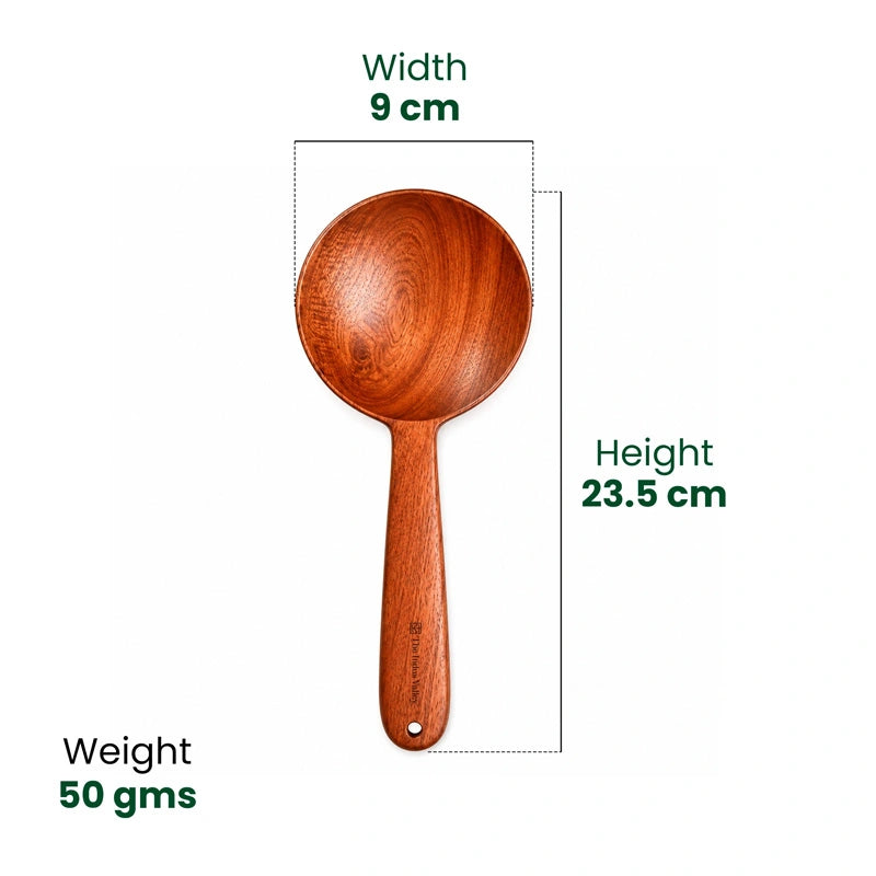 Neem Wood Cooking Ladle 23.5cm - Serve (Round | Handmade | 100% Natural Neem Wood)