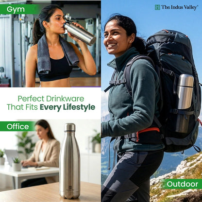 Stainless Steel Vacuum Insulated Bottle Combo 1L + 1L + 750 ml - Set of 3 – Leak Proof, Double Wall, Hot & Cold