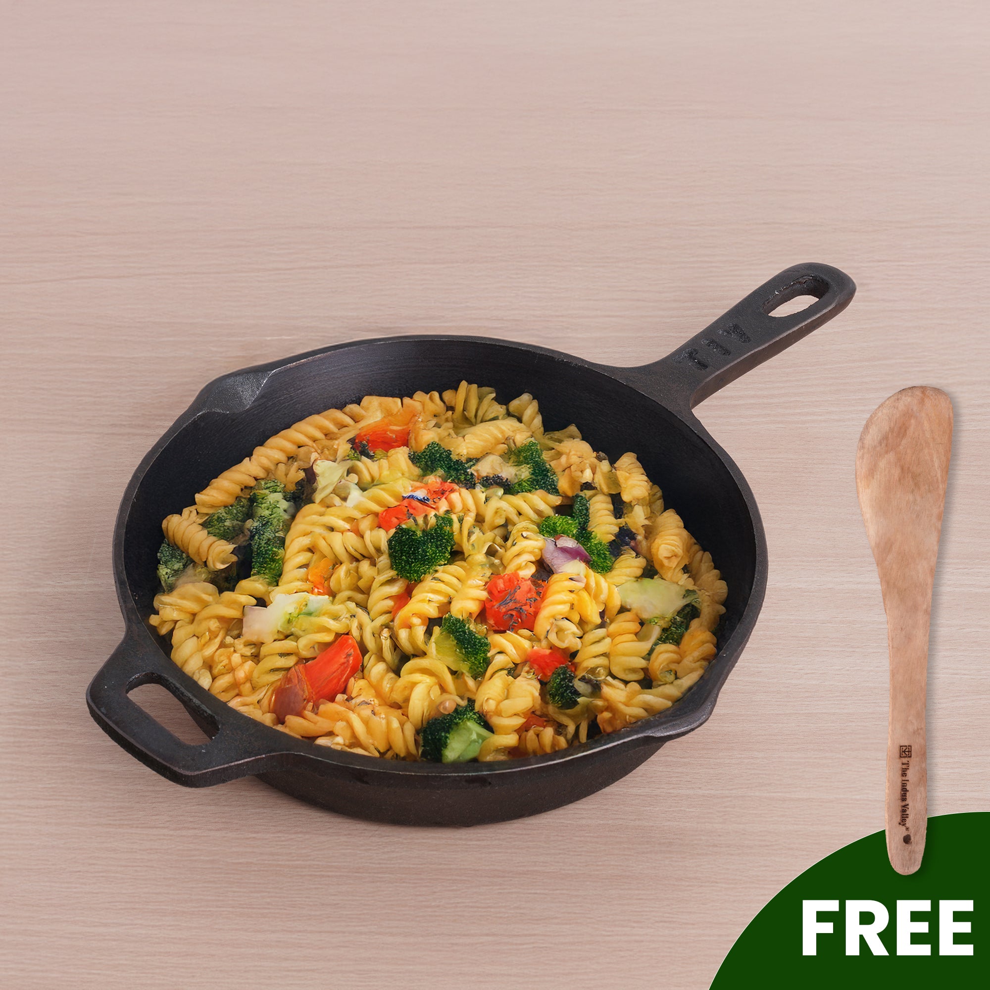 Super Smooth Cast Iron Frypan 1.7L+ Free  110 Spatula, Pre-seasoned, Naturally Nonstick, 100% Pure,Toxin-free 25.4cm