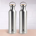 Premium Stainless Steel Bottles with SS Lid 1 Litre Set of 2 – Leak Proof, Double Wall, Vacuum Insulated Hot & Cold