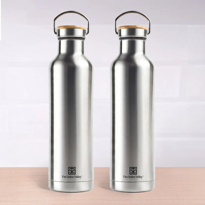 Premium Stainless Steel Bottles with SS Lid 1 Litre Set of 2 – Leak Proof, Double Wall, Vacuum Insulated Hot & Cold